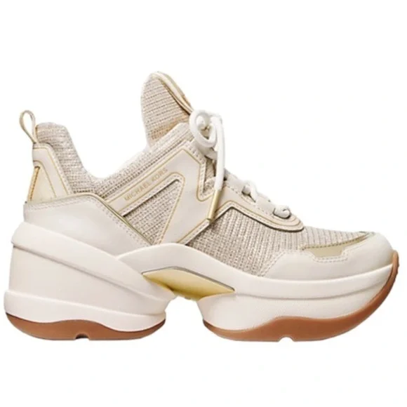 Michael Kors Olympia Leather Sneakers Size 10 - Picture 2 of 9